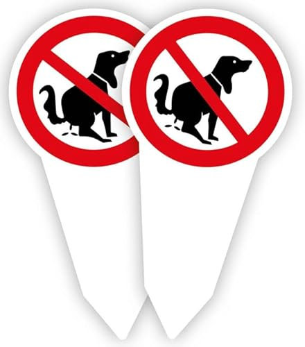 2pcs Panneau D'Avertissement pour Chien 180 x 300 mm, Pas de Toilettes pour Chien, Panneaux de Propreté pour Parc et Cour, Panneaux en PVC Durable