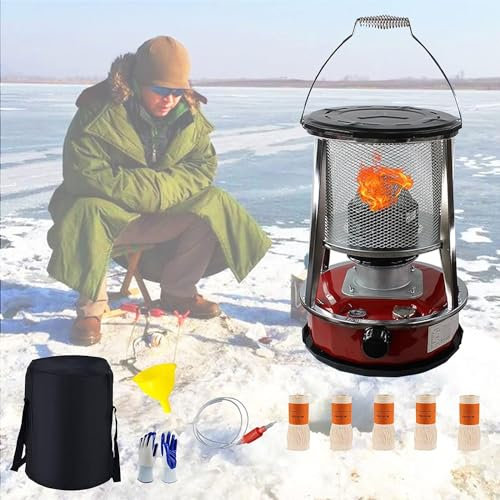 BomDog Estufa de Queroseno para Interior, Calentador de Queroseno sin Electricidad, Estufa Portátil de Petróleo/4.6L-Red