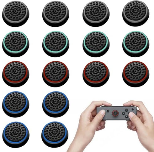 16 PCS Capuchon Joystick, Poignée Capuchon de Protection,Joystick Thumb Stick,Silicone Anti-Empreintes Capuchons poignée Joystick,Mccessoires Manette,Compatible avec PS5, PS4, Xbox 360