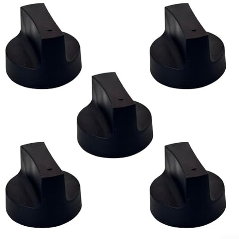 Manopole di controllo per fornelli a gas, diametro 50 mm, parti di ricambio per griglia BBQ, accessori da cucina, inserto in metallo, confezione da 5 pezzi, rosso nero (nero)
