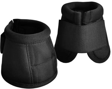 Gallopoff Lot de 2 cloches de sabots pour chevaux - Amortissantes et sans frottement - En néoprène - Cloches de protection souples avec fermeture - Pour l'entraînement et le pâturage - Noir - Taille L