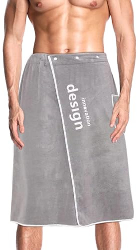 Umllpet Toalla de sauna 100% algodón para hombre, toalla de sauna, toalla de sauna para hombre con cierre de botón ajustable en 4 posiciones, para gimnasio, ducha, sauna, spa y playa, tamaño medio