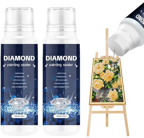 Sellador de pintura de diamantes, sellador de arte de diamante con cabezal de esponja aplicable, accesorios de pintura de diamante para fijar y brillar permanentemente alternativa al pegamento de