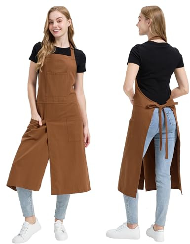 Molaxhome Split Pottery Apron with 3 Pockets Unisex with Adjustable Strap