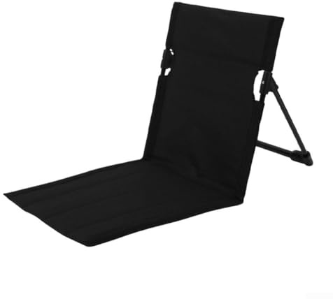 Durashmall Outdoor Folding Beach Chair Oxford Fabric Lightweight Portable Lawn Deck Camping Chair with Adjustable Backrest and Oversized Storage Pocket for Garden Beach Patio Picnic(Black)