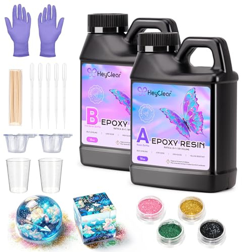 HeyClear Kit Resina Epossidica 946mL Resina Epoxy Trasparente Dura per Gioielli, Pendenti fai da te