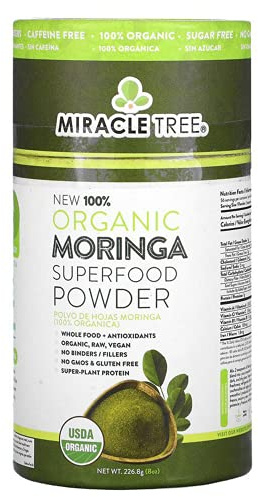 Miracle Tree 100% Organic Moringa Superfood Powder, 8 oz (226.8 g)
