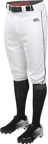 Rawlings Launch Series Baseball Pants | Knicker Fit | Adult Sizes | Piped | Multiple Colors Pantalones, Hombre, Blanco/Negro, S