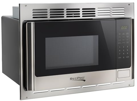 RecPro 1.0 Cu. Ft. RV Microwave with Trim Kit, Stainless Steel