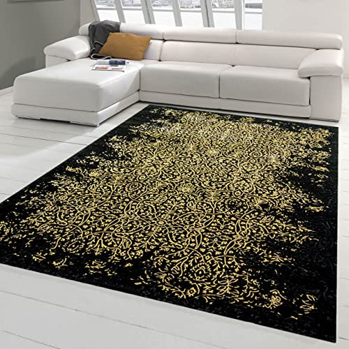Teppich-Traum orientalischer Designerteppich mit Verzierungen in Goldfarben, Größe 120x170 cm