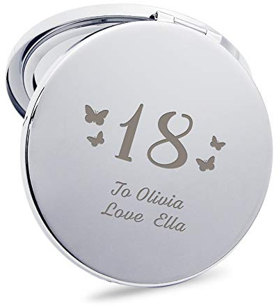 EDSG Personalised Handheld Mirror Laser Engraved Compact Mirror Custom Gift for Woman Girl Bridesmaid Friend Mother Hand Finished in UK (Butterfly)