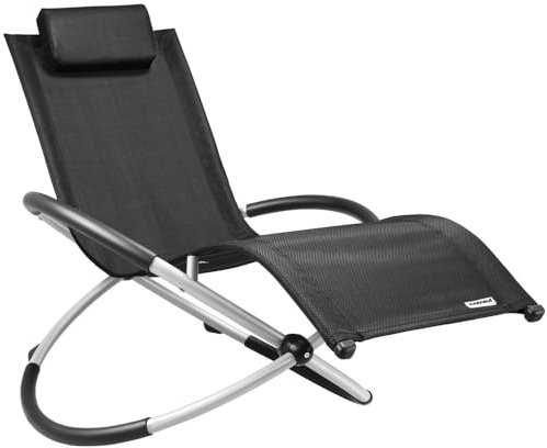 Casaria® Sonnenliege Klappbar Gartenliege mit Armlehne Wetterfest Ergonomisch 150kg Belastbar Liegestuhl Schaukelliege Garten Relaxliege Sauna Schwarz