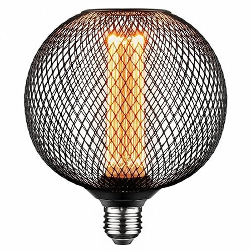 ESIP LED Lampen,Schwarz Metallkäfig LED Leuchtmittel,G125 E27 4W Edison Vintage Glühbirne,1800K Warmes Gelb LED Lampe,Zum Dekorieren von Kronleuchtern, Wandlampen und Tischlampen