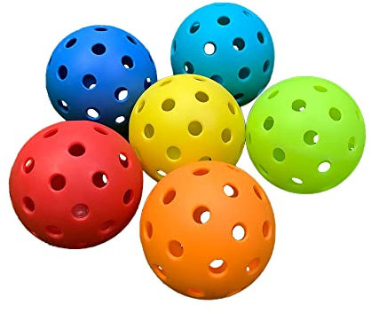 Pozzobon Floorball & Unihockey Ball, Pickle Ball, Pickleball 6er Set, Wettkampfball + Trainingsball mit 40 Löcher PKQ-01 (Mix Farbe)