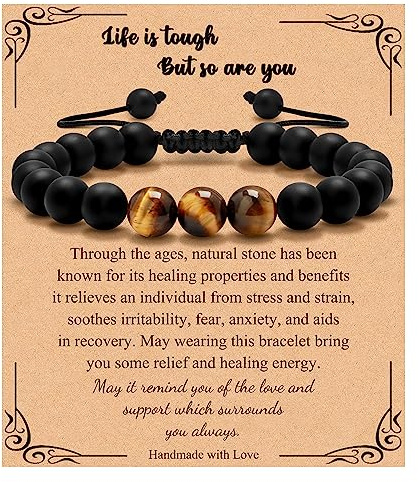 Sobriety Gifts for Men, 8mm Tiger Eye Mens Bracelet, Anxiety Bracelet