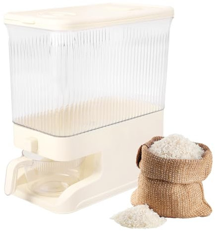 NIZEAMI 10 Kg Reisspender Müslispender mit Spülen Becher Aufbewahrung Eimer Haushalt Box Vorratsbehälter für Cereal