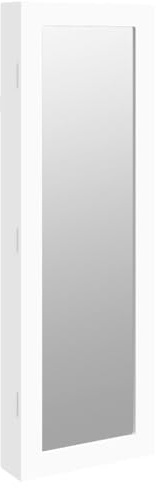 Armoire à bijoux avec miroir murale blanc 30x8,5x90 cm