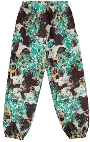 Suobstales Brown Cow Print Womens Loose Kung fu Pants Harem Pants High Waist Casual Yoga Bloomers Non-See-Through Training Trousers Sports Fitness Legging, 3XL