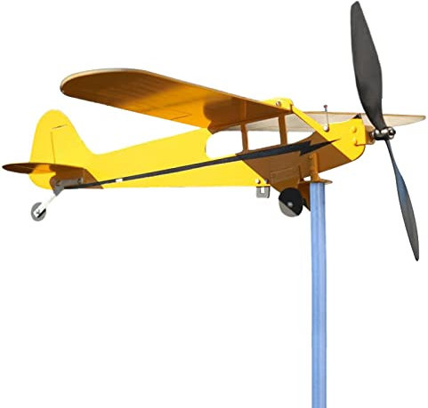 Girouette d'avion Piper-J3- , girouette pour jardin, toits en métal, moulins à vent faits à la main, pour les amateurs d'air