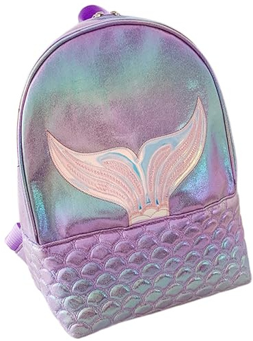 LSFYSZD Mermaid Tail Backpack for Girls Kids Elementary School Backpack 12.5in Kindergarten Bookbag School Bag (Purple, One Size)