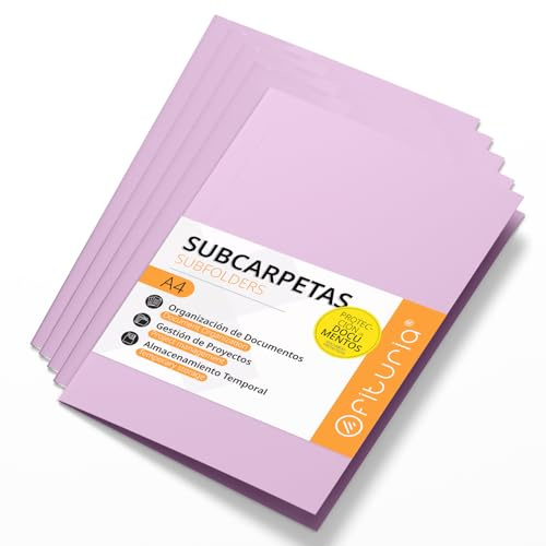Cartelline Cartoncino A4, Raccoglitori Documenti di Carta 180gr, Cartella Portadocumenti per Archiviazione, Confezione da 50 Carpette Portadocumenti Colorate per Ordinare Documenti - Ofituria (Viola)