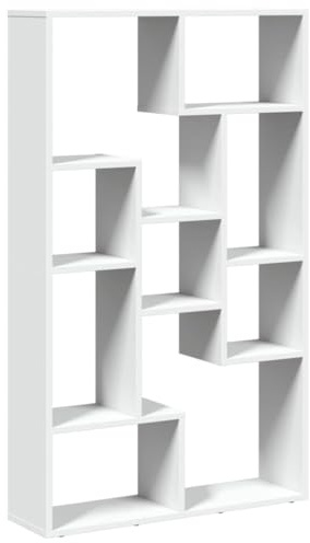 vidaXL Bücherregal, Standregal 9 Fächer, Raumteiler Regal für Wohnzimmer Schlafzimmer Büro, Aufbewahrungregal Aktenregal Büroregal, Weiß Holzwerkstoff