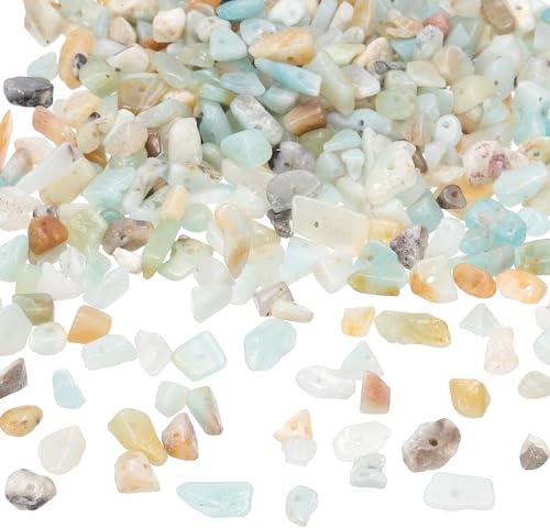 PATIKIL 350 Piezas Perlas de Piedra de Chip, de Cristales de Piedras Preciosas Sueltas Irregulares para Hacer Joyas Diy Pulseras Collar Pendientes, Azul Verde