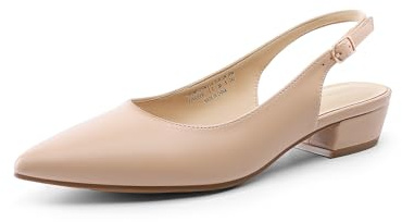DREAM PAIRS Kitten - Zapatos de tacón bajo para mujer, puntiagudos, cerrados, para negocios, bodas, fiestas, cómodos zapatos de tacón, Desnudo/, 40.5 EU