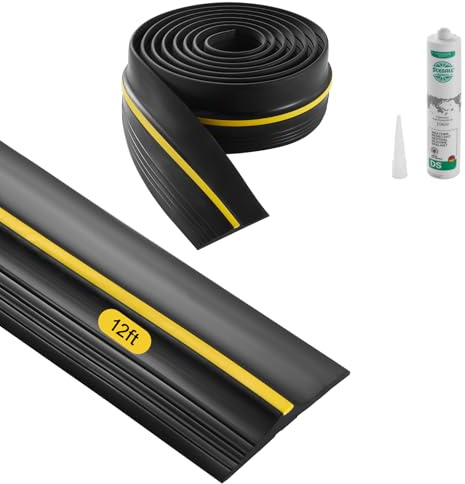 VEVOR Joint de porte de garage, 3,6 m, seuil d'étanchéité universel pour bas de porte de garage, bande résistante aux intempéries, avec adhésif, remplacement de coupe-froid en PVC épais amélioré, noir