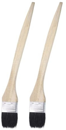QUARKZMAN 2Pcs Pincel Radiador Curvado 2 Ancho Pinceles de Pintura de Pared Curvados con Cerdas Suaves y Mango de Madera Largo para Pintar Tratamientos de Paredes DIY