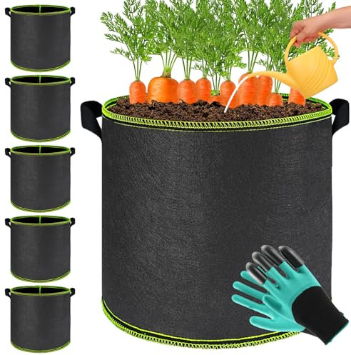 Celestia 5 Bolsas de Cultivo de 30 litros, Reutilizables, aptas para el Cultivo de Verduras, Hierbas y Frutas, así como para invernaderos y Jardines