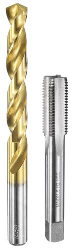 sourcing map Tap and Drill Bit Set, 1pcs M14 x 1.5 Metric Straight Flute Thread Screw Taps & 1pcs 12.5mm Twist Drill Bits, Uncoated/Titanium Coated HSS-6542 Tapping Threading Tool Kit