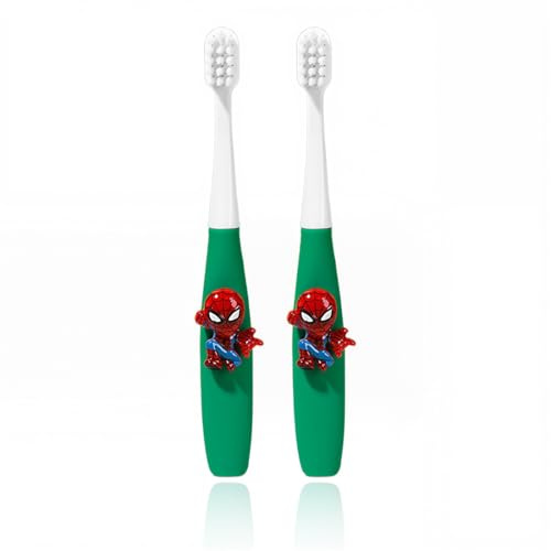 Spazzolino da denti Spidernan, 2 pezzi, Spazzolino Sensitive per Denti Sensibili Setole Morbide Manico Ergonomico, ventosa, manico comodo e setole morbide, per bambini, età 3-5 anni