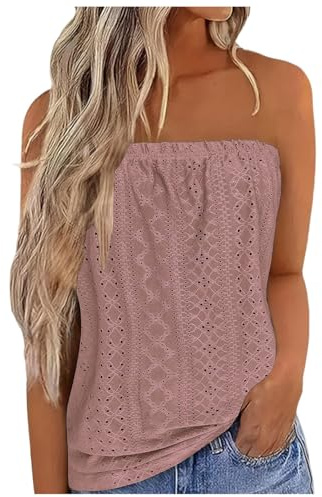 NMSLCNM Femmes Bustier Bandeau Tops Sexy Débardeurs d'été Femme sans Manches Extensible Débardeur Élastique Doux Ruché Tube Chemise sans Bretelles Bandeau Tops Vest Blouse (M)