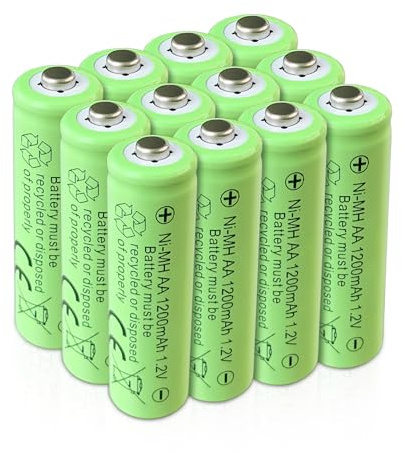 SPMST Batterie ricaricabili AA, 1200 mAh, NiMH, ricaricabili fino a 1000 volte, pre-caricate con 12 pezzi