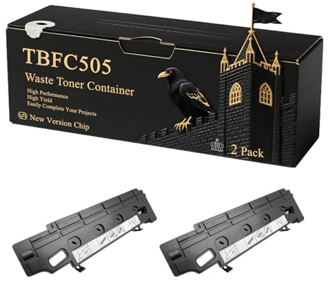 TBFC505 Waste Toner Container Compatible for Toshiba e-Studio 2555CSE 4505AC 5055CSE 3005AC 4515AC 3505AC 4555CSE Printers, With Chip, 220000 Pages, Vibrant Colours (2-Pack Black)