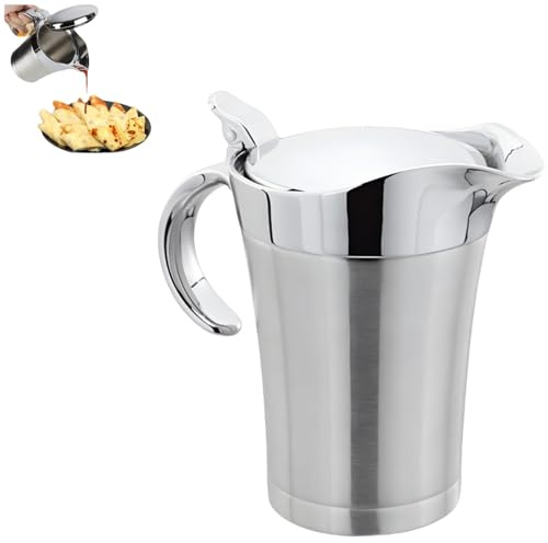 Saucière isotherme – Pichet à sauce double couche en acier inoxydable pour sauces chaudes et froides, récipient thermique, idéal pour la cuisine