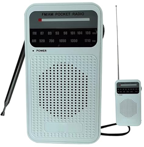 .Radios bärbar AM FM med lång räckviddsmottagning, batteridriven transistorradio med högtalare, hörlursuttag för användning inomhus, utomhus och nöd, vit ACCESSORY_PART_OR_SUPPLY