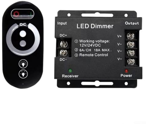 Regulador de intensidad de tira LED para luces LED monocromáticas de 12V-24V, 18A/216-432W, panel táctil y control remoto, regulador de iluminación de un solo canal para decoración del hogar e