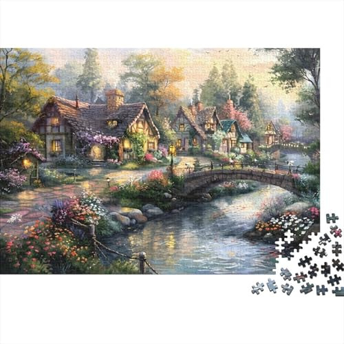 Rural Village Scene_3 Omöjliga Pussel 1 000 Stycken Hemdekoration. Avkoppling och Intelligens För Vuxna Och Barn Från 12 År 52 x 38 cm/1 000 st