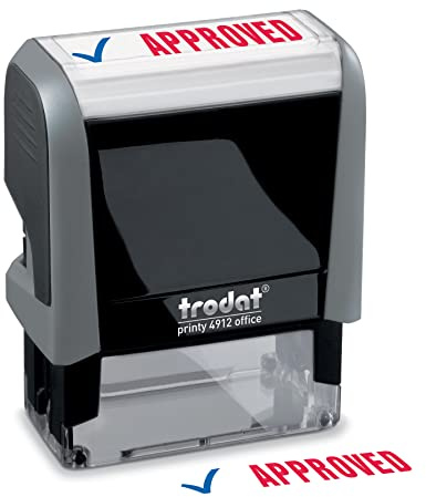 Trodat Printy 4912 2-Color Message Stamp - Self-Inking, Red and Blue Ink, Impression Size 3/4 x 1-7/8 (Approved)