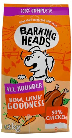 Barking Heads Complete Dry Dog Food 12kg - Adult All Hounder Bowl Lickin' Goodness Chicken - Natural Everyday Immunity & Vitality - Vet Approved