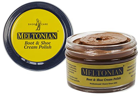 Meltonian Cream | London Tan 009 | Quality Shoe Polish for Leather and Leatherette (Synthetic) | Use on Boots, Shoes, Belts, Gloves, Purses and Accessories | Leather Conditioner | 1.7 OZ Jar