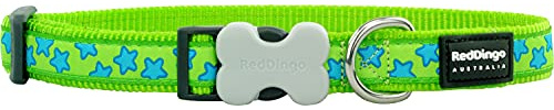 Red Dingo Nylon Hundehalsband, Sterne, Lime grün, S (DC-ST-LG-15)