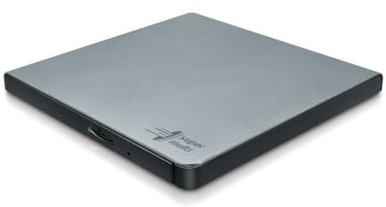 Hitachi-LG GP57 External DVD Drive, Slim Portable DVD Player/Writer for Laptop/Desktop PC, with USB 2.0, Windows and Mac OS Compatible, 8x Read/Write Speed - Silver