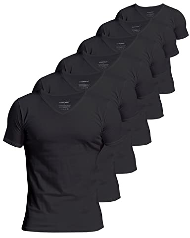 Comfneat Men's 100% Cotton Undershirts V-Neck T-Shirts | 4-Pack/6-Pack, Soft & Lightweight, Extra long Bottom