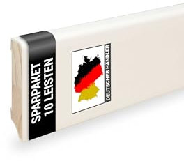 24 m Trevendo Sockelleiste Massivholz weiß lackiert cube 16 x 58 x 2400 mm - Fußbodenleiste aus Echtholz mit rundum aufgebrachter weißer Grundierung und Decklack