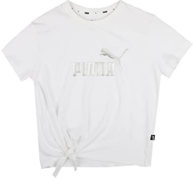 PUMA Mädchen ESS+ Logo Knotted Tee G T-Stück, Puma White, 110 EU