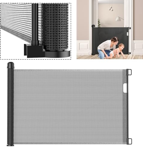 YUENFONG Trappskyddsgaller, dörrskyddsgaller, 87 x 150 cm, trappskydd, dörrgaller, avstängningsgaller, utdragbar infällbar dörr för baby och husdjur (0–150 cm, svart)