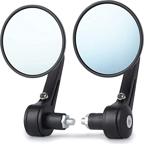 DKMOTORK 5002 7/8’’ Vintage Cafe Racer Motorcycle Handlebar End Mirror Black Round for Honda Kawasaki Suzuki Yamaha with 7/8'' Handlebar